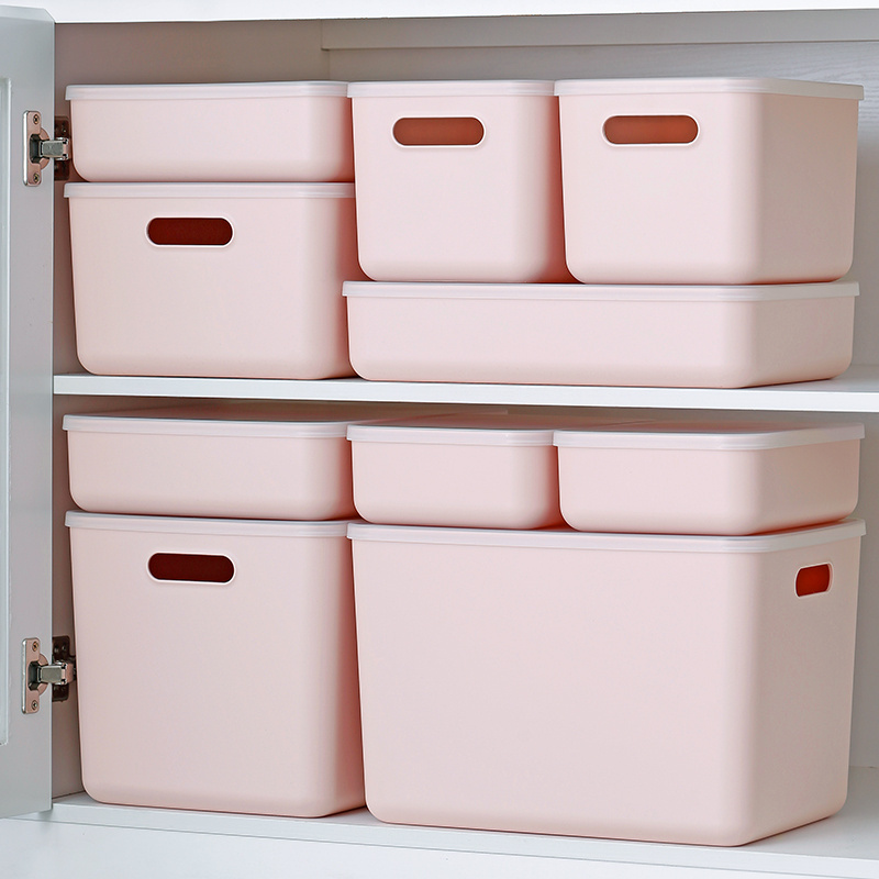 SHIMOYAMA Desk Drawer Pink Plastic Wardrobe Closet Storage Box Stackable Sundries Cube Organizer