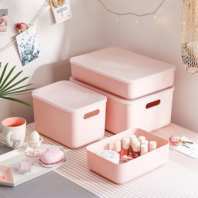 SHIMOYAMA Desk Drawer Pink Plastic Wardrobe Closet Storage Box Stackable Sundries Cube Organizer