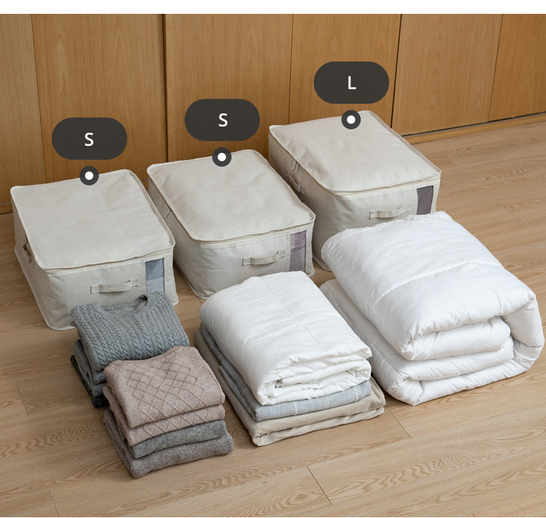 SHIMOYAMA Ziplock Fabric Clothes Blankets Quilt Storage Bags Foldable Storage Bag Organizers With Clear Window