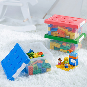 SHIMOYAMA Plastic Bricks Storage Box Children Baby Bath Toy Bricks Organizer With Green Lid