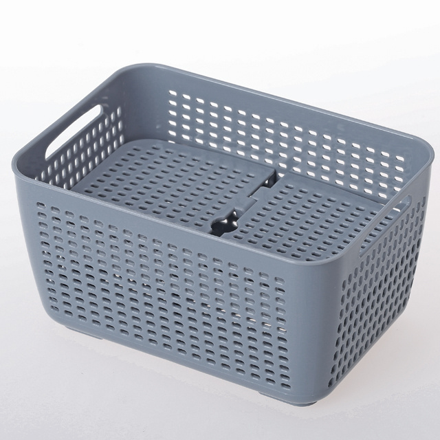 SHIMOYAMA Double-layer Drain Basket Plastic Kichen Tools Kitchen Accessories Storage Basket with Cover for Fruit and Vegetable