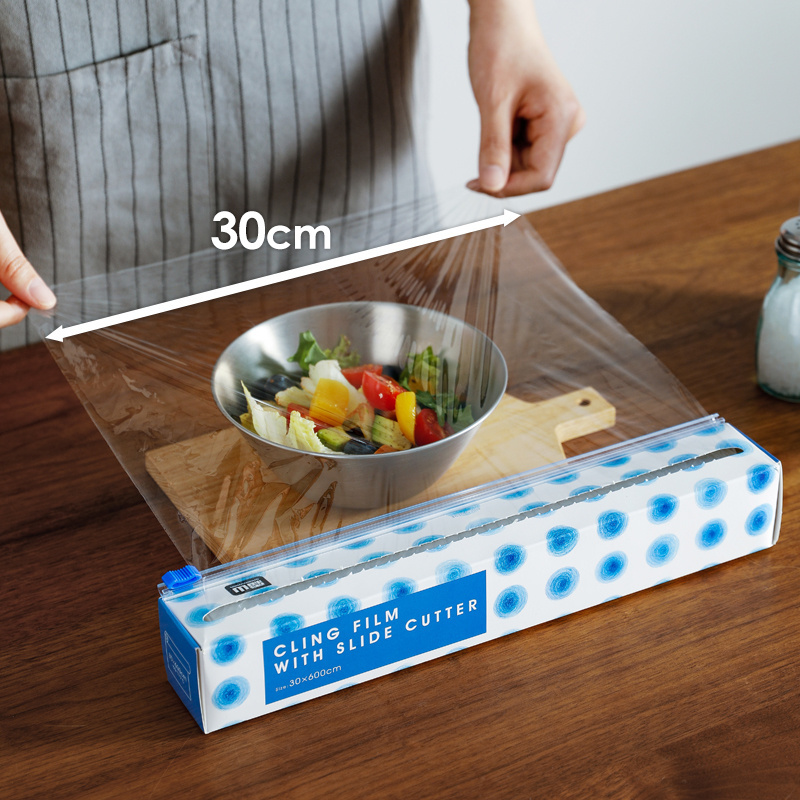 SHIMOYAMA Food Grade Cling Film Dispenser with Slide Cutter Keeping Food Fresh Plastic Wrap Dispenser with Cutter