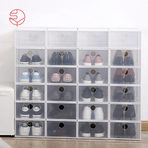 SHIMOYAMA Hot Selling Custom Outdoor Dustproof Stackable Plastic Clear Plastic Sneaker Shoe Rack Modern Organizer