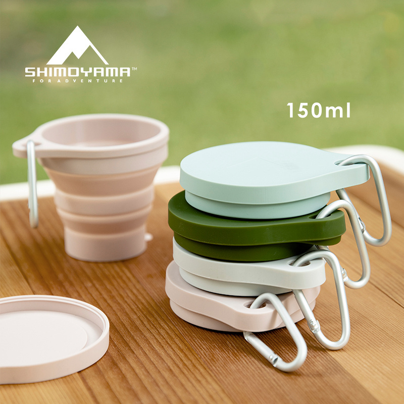 SHIMOYAMA Outdoor Drink Mug Silicone Collapsible Travel Cup Portable Mini Retractable Folding Camping Coffee Cup with Lid