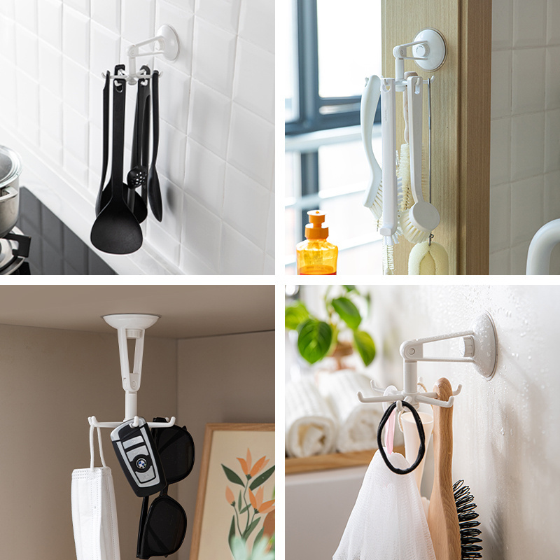 SHIMOYAMA Wall Rotary Hook Folding Swivel Utensil Hanger 360-degree Kitchen Shower Hanging Rack Bathroom Towel Adjustable Holder