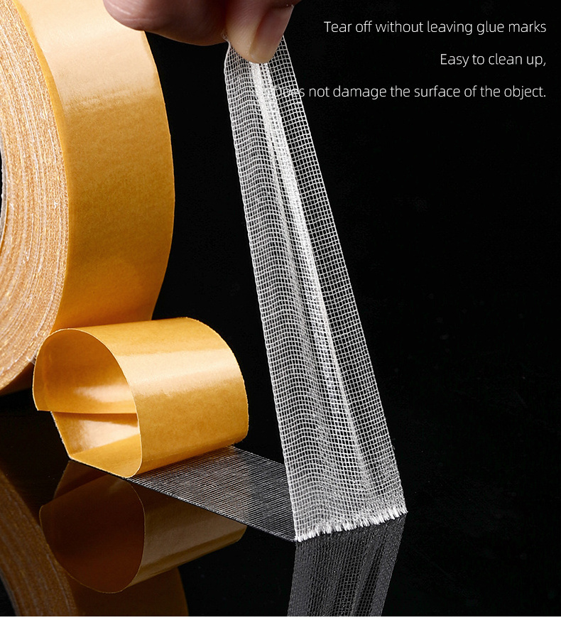 SHIMOYAMA Multipurpose Wall Sticky Yellow Double Sided Adhesive Paper Tape Heavy Duty Strips Removable Mounting Tape