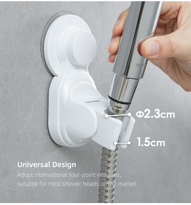 SHIMOYAMA Drill-free Removable Shower Head Holder With Suction Cup Bathroom Shower Hanger Wall Mounted Suction Holder Hook