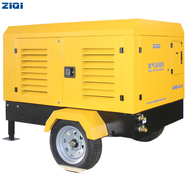 ZIQI Screw Diesel Air Compressor 185 Cfm Air Compressor Diesel Portable Mining Air Compressor Diesel Engine 185Cfm Jack Hammer