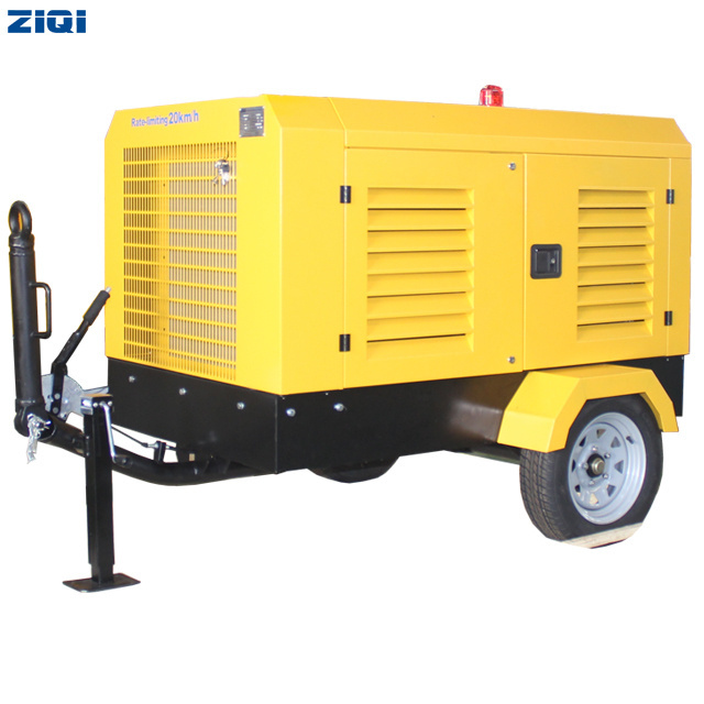 ZIQI Screw Diesel Air Compressor 185 Cfm Air Compressor Diesel Portable Mining Air Compressor Diesel Engine 185Cfm Jack Hammer