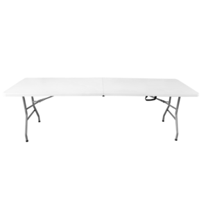 8ft 244cm Half Plastic HDPE solid steel frame HDPE table top Party Dining rental plastic Folding outdoor party tables and chairs