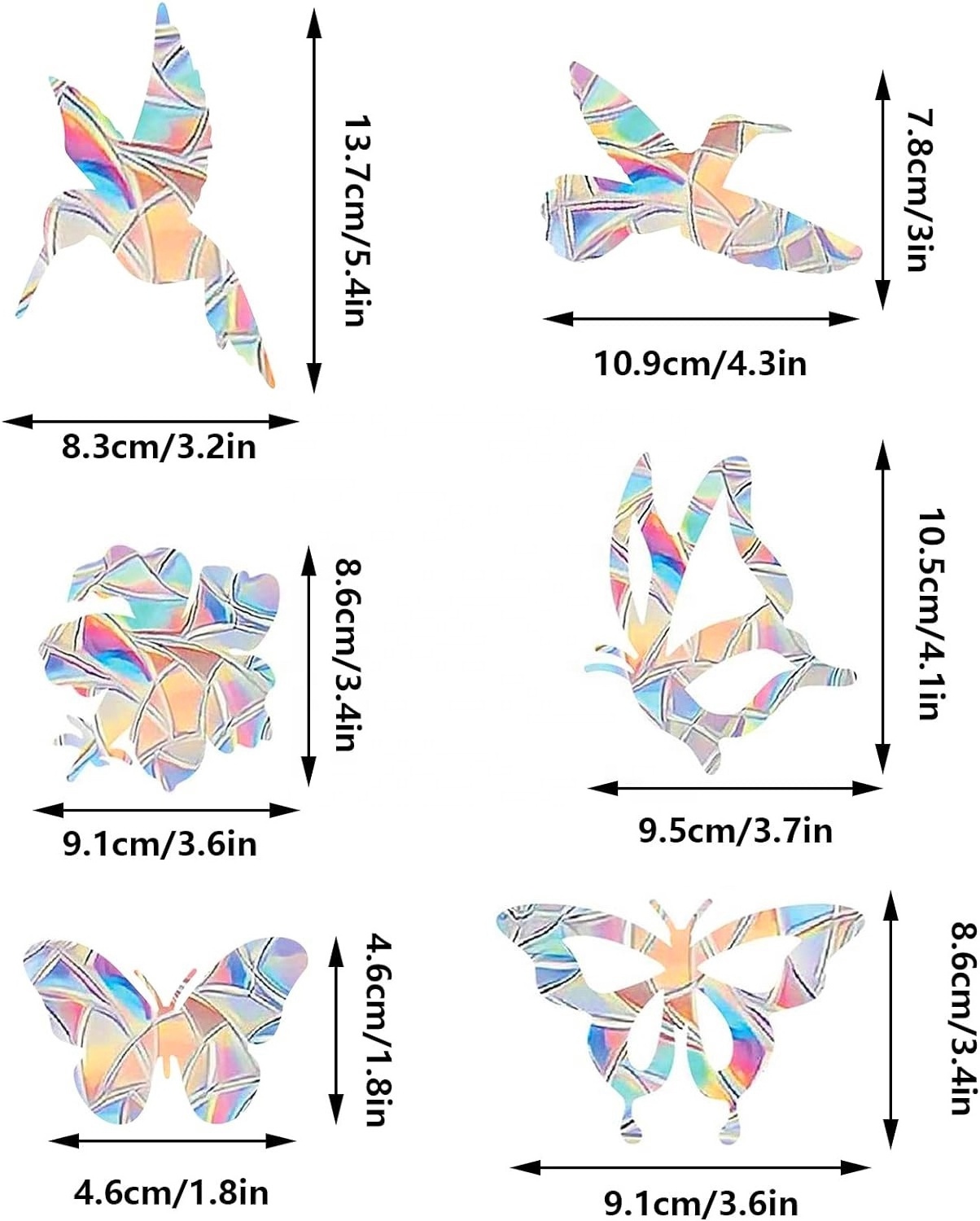 Laser Shinny Stickers Holographic Windows Stickers for Rainbow Magic Butterfly Birds Stickers Coloful Laser