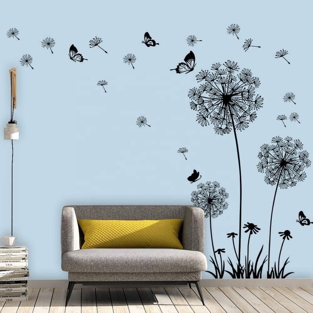 Customized Design  PVC Vinyl Stickers Flower Wall Decals Butterflies Flying Wall Decors Wall Art Stickers for Bedroom Living