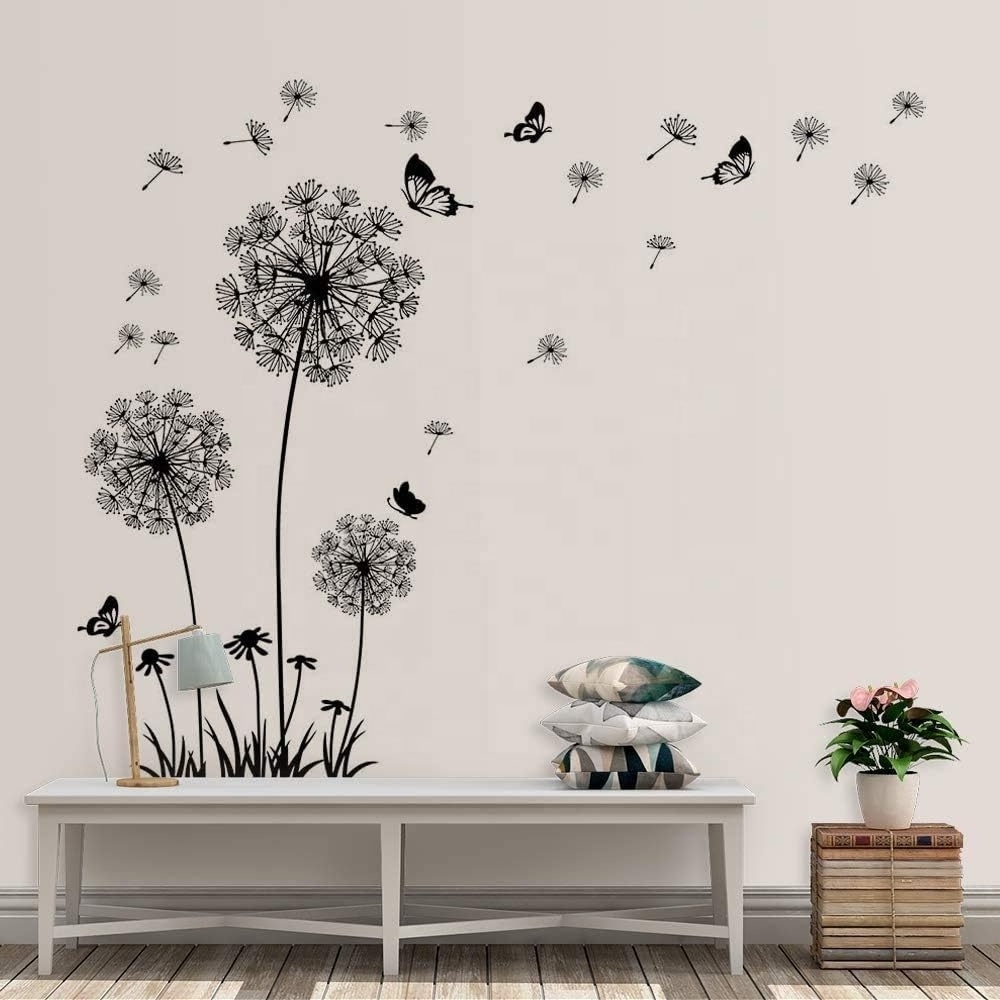 Customized Design  PVC Vinyl Stickers Flower Wall Decals Butterflies Flying Wall Decors Wall Art Stickers for Bedroom Living