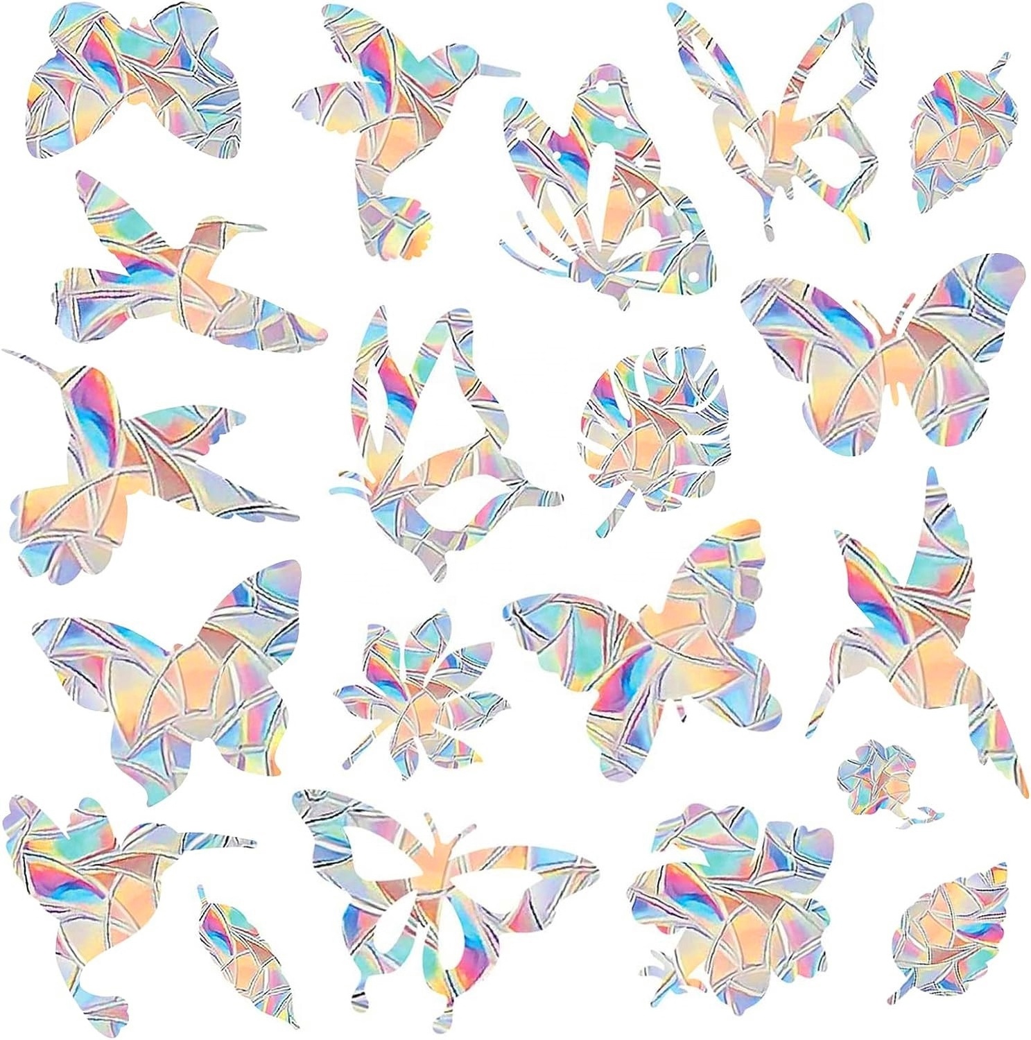 Laser Shinny Stickers Holographic Windows Stickers for Rainbow Magic Butterfly Birds Stickers Coloful Laser