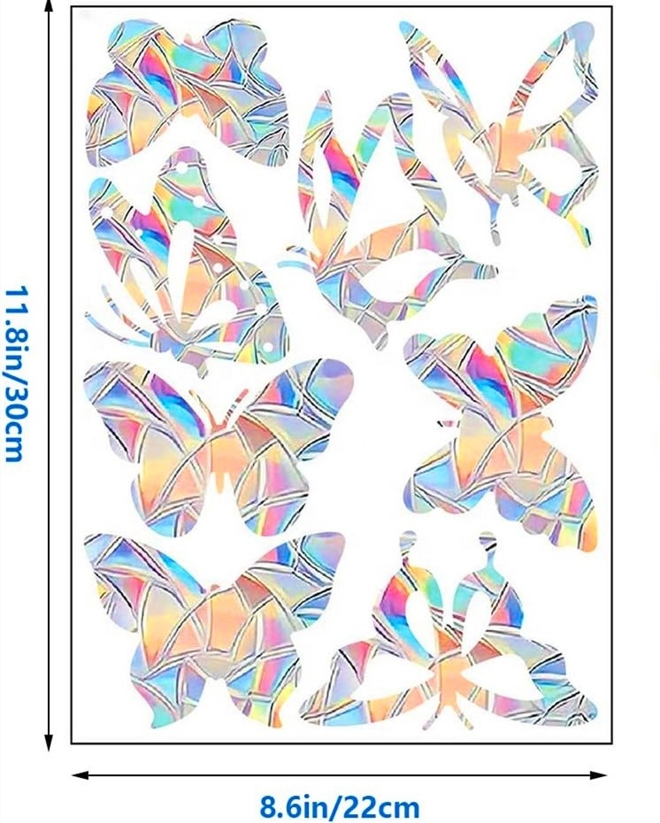 Laser Shinny Stickers Holographic Windows Stickers for Rainbow Magic Butterfly Birds Stickers Coloful Laser