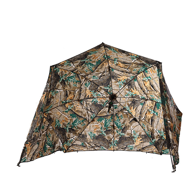 Outdoor camouflage semi enclosed fishing umbrella with thickened universal folding windproof sunscreen fishing umbrella