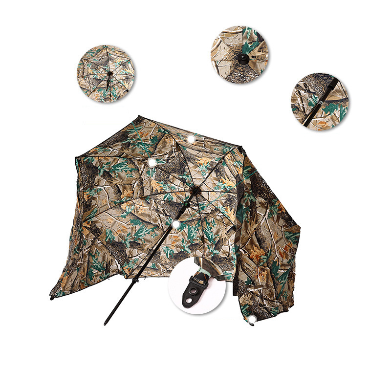 Outdoor camouflage semi enclosed fishing umbrella with thickened universal folding windproof sunscreen fishing umbrella