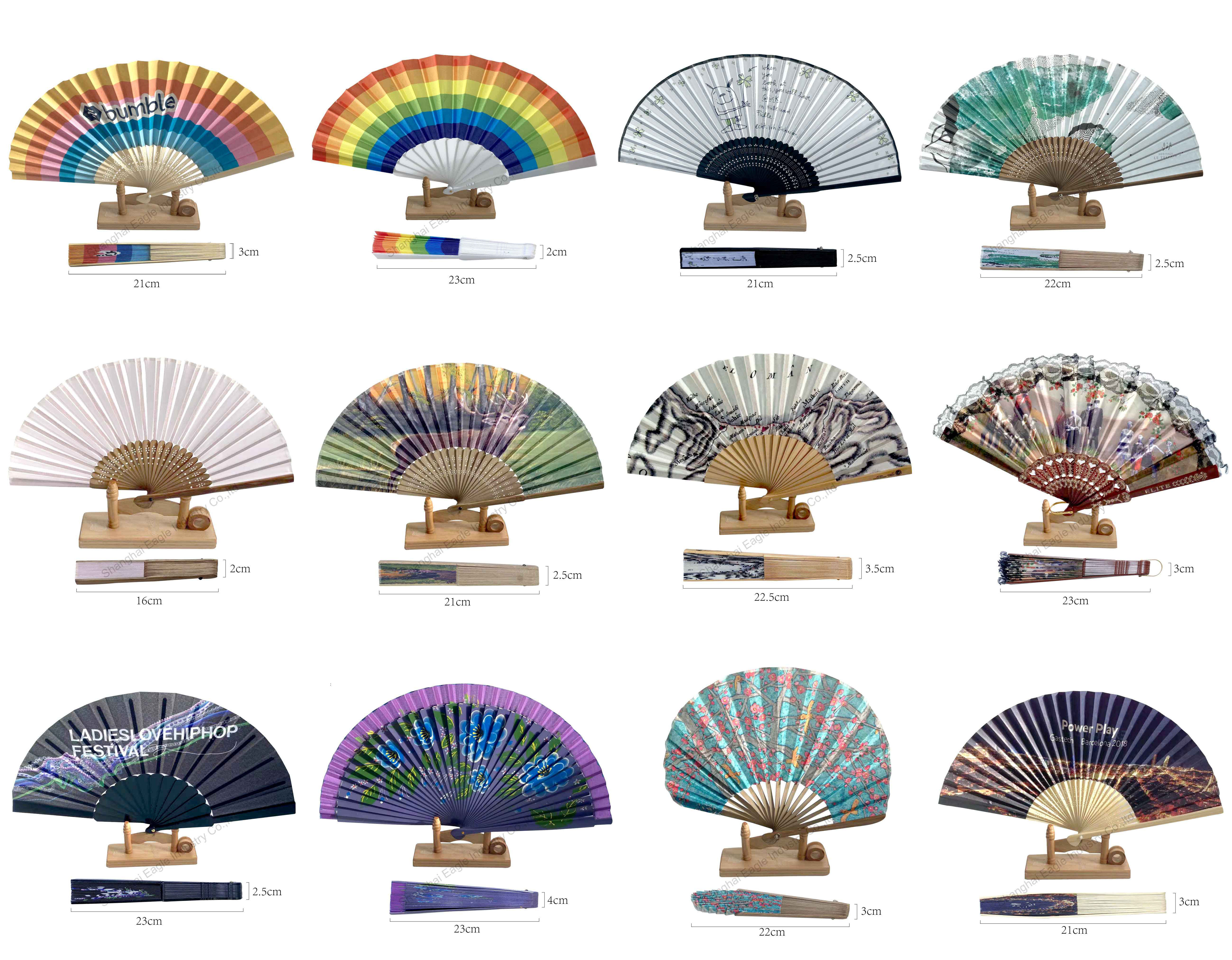 Custom Personalized Size Print Wholesale Promotional Gift Folding Bamboo Wood Plastic Hand Fan