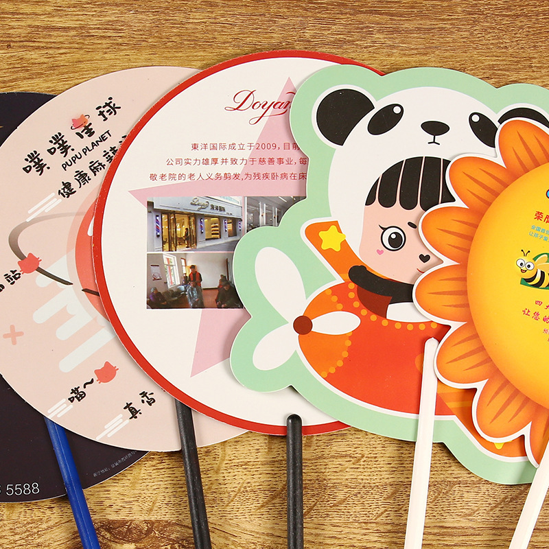 Promotional Advertising PP Hand Fans Custom Printed Plastic Hand Fan