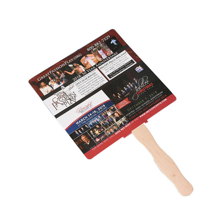 Advertising fan accept custom logo plastic wooden stick hand fan