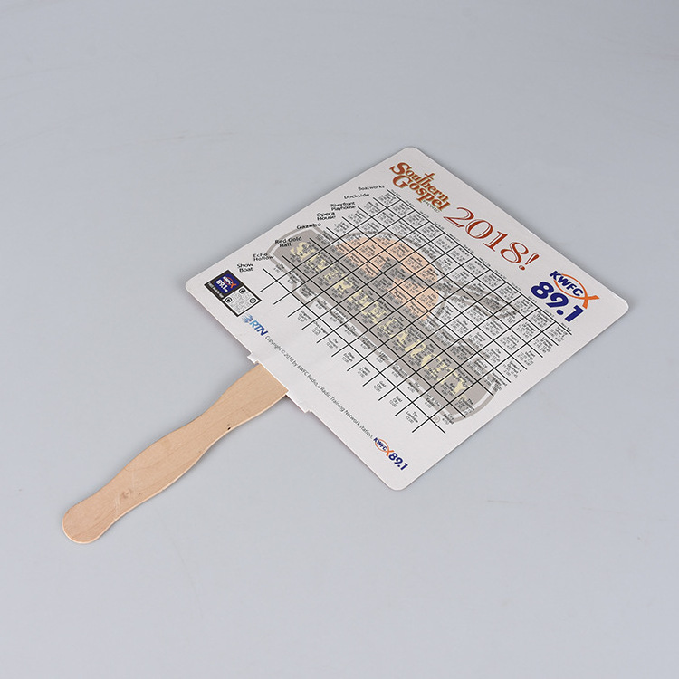 Advertising fan accept custom logo plastic wooden stick hand fan