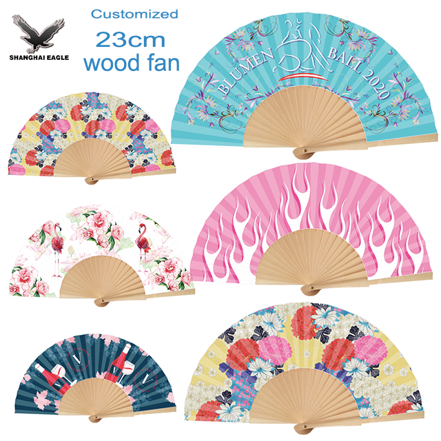 Custom Personalized Size Print Wholesale Promotional Gift Folding Bamboo Wood Plastic Hand Fan