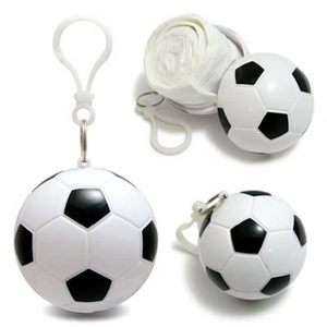 Wholesales portable football disposable raincoat ball key-chain disposable compression raincoat outdoor backpack pendant poncho