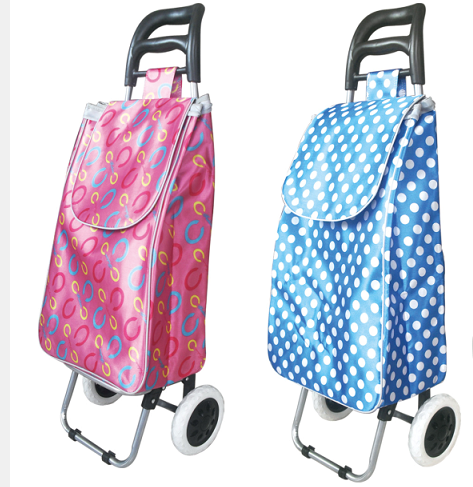 Wheeled Shopping Trolley Grocery Bag Easy Carrier Cart with Folding Rest Seat