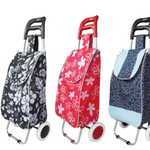 Wheeled Shopping Trolley Grocery Bag Easy Carrier Cart with Folding Rest Seat