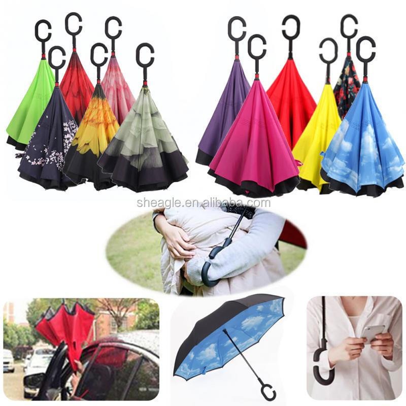 Windproof Reverse Folding Double Layer Inverted Umbrella