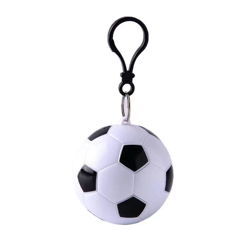 Wholesales portable football disposable raincoat ball key-chain disposable compression raincoat outdoor backpack pendant poncho