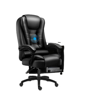 PU leather boss office chair company office lift rotating reclining backrest gaming chair with footrest and message function