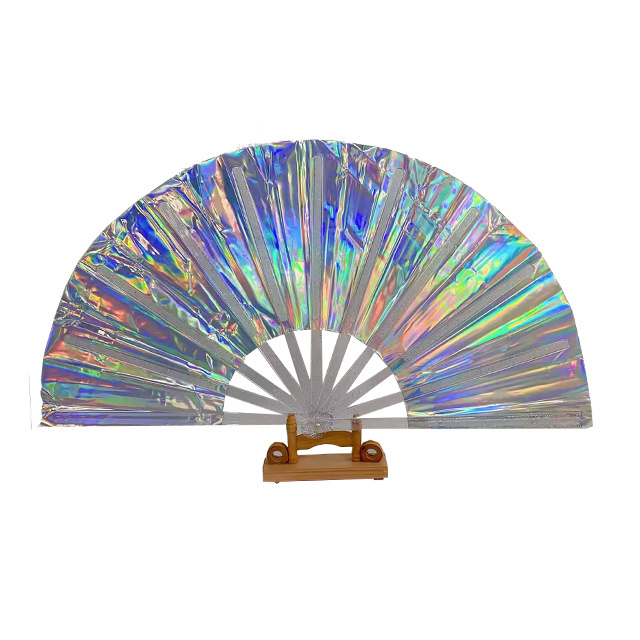 Kung Fu Folding Fan Craft Gifts Stage Performance Dance Party Photography Props Fan Pvc Laser Film Bamboo Fan