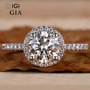 Custom Gia Igi Certified Cvd Lab Grown Created Diamond Real Gold Round Cut Engagement Ring 1 2 3 Ct Carat  2ct Jewelry For Women