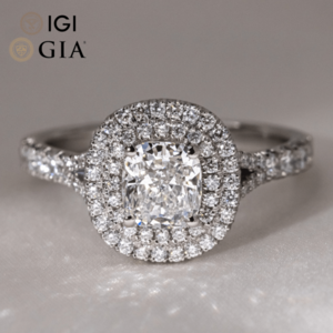 Custom Gia Igi Certified Cvd Lab Grown Created Diamond Real Gold Cushion Cut Halo White Gold Engagement Ring Jewelry For Women