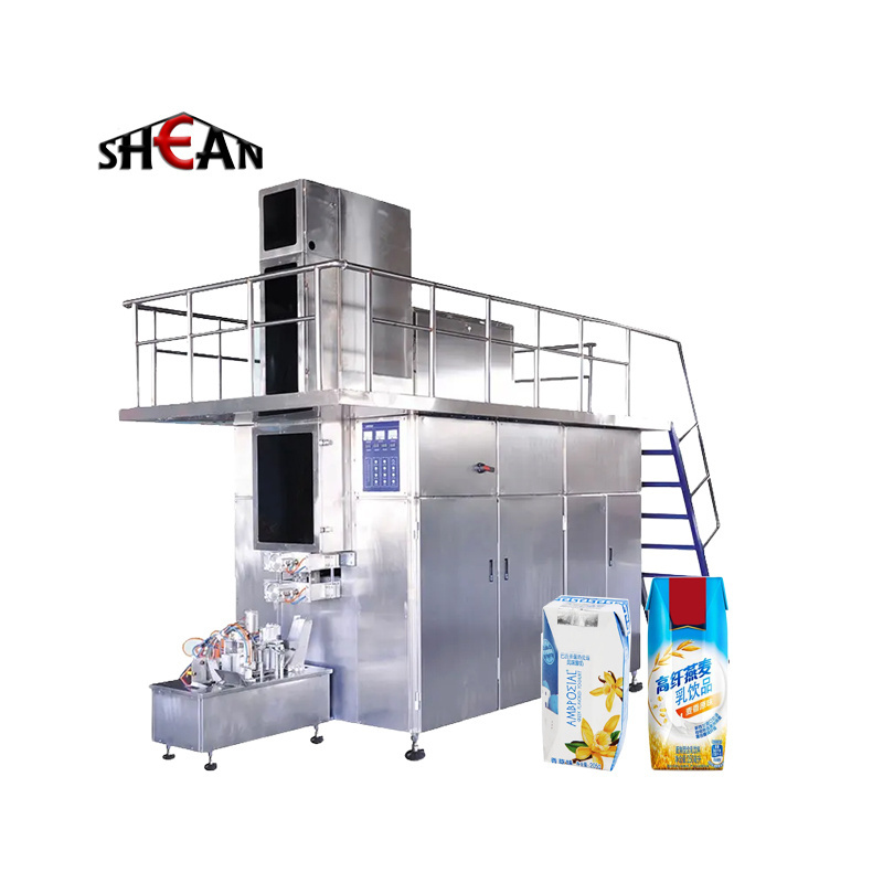 Automatic Beverage Paper Carton Packing Machinery Aseptic Brick Carton Yogurt Milk Filling Machine