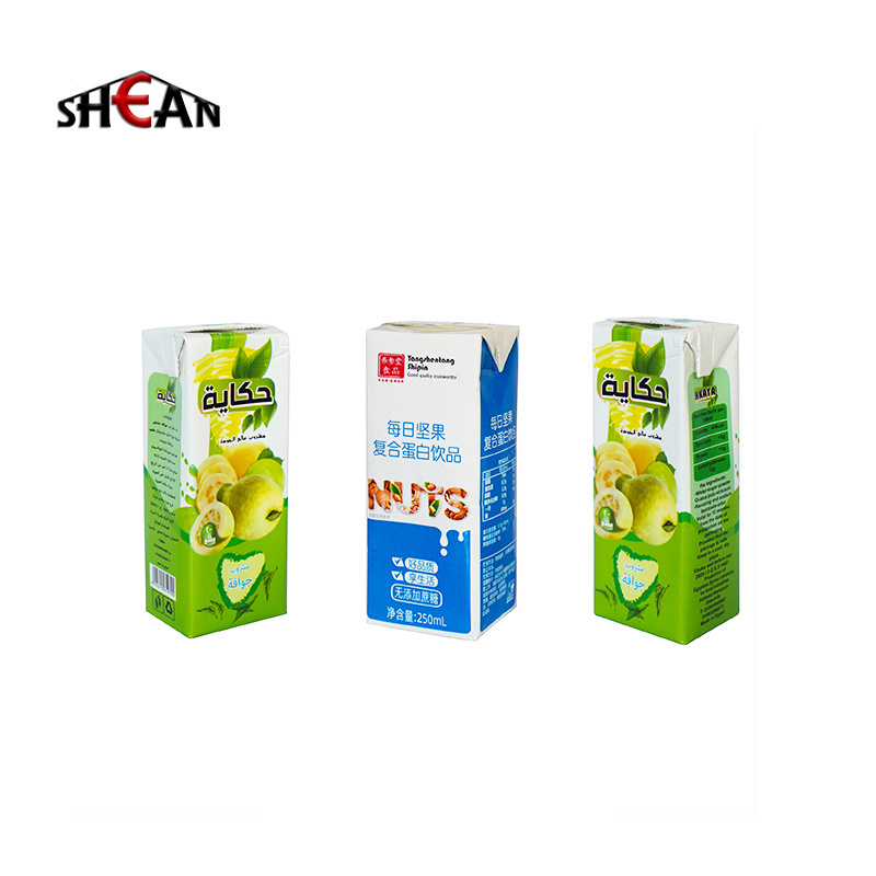 Aseptic 200ml 250 ml 300ml 500ml 1000ml liquid Juice Gable Top Carton Milk pack paper box packaging