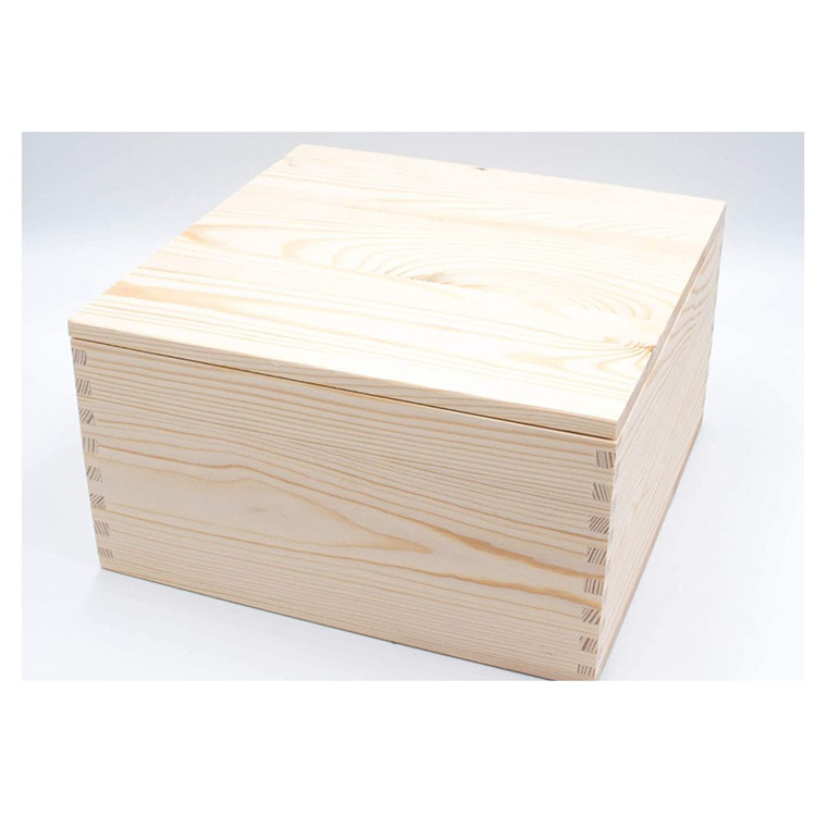 Large Unfinished Quality Wooden Pine Boxes with Lids Keepsake Pine Boxes for Home Decor wood crates unfinished