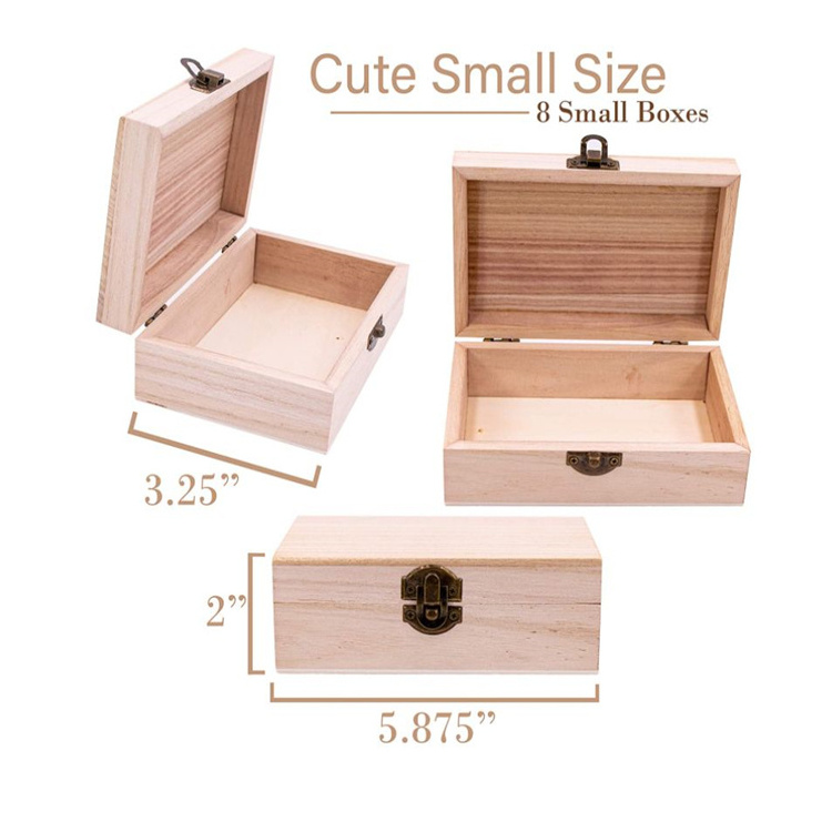 8 Pk Wooden Boxes for Crafts Unfinished Wood Boxes wood gift boxes wholesale crate