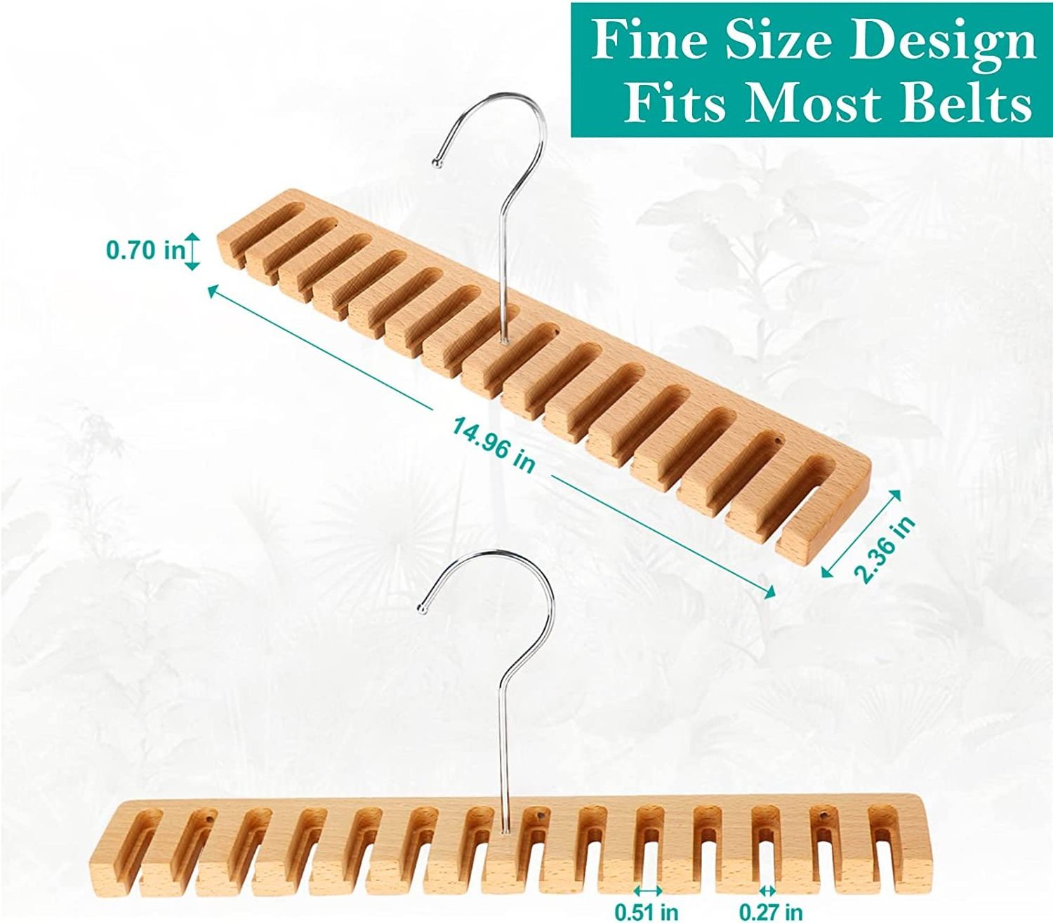 Closet Belt Hanger Wooden Wall Mounted Belt Organizer with pass Wall nails with 360 Swivel Hook For Closet Door Wall 1 piece