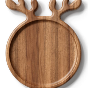 Wooden Serving Plate with Antler Handle, Kitchen Decoration Plate,8 "for snack fruit appetizers