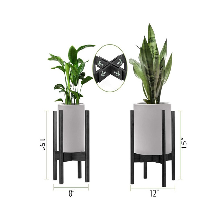 2 Pack plant stands indoor plant racks pot holders 2 tier tall plant stand home decor wood and iron stand for the flowers