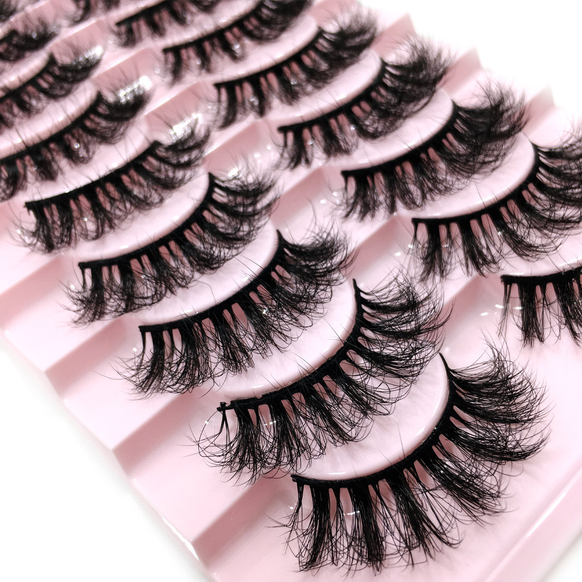 Natural Full Strip Mink Eyelashes Faux Lashes 10 Pairs Wholesale Vendors 18mm 22mm 25mm 3d 5d Short Fluffy Curly Mink Eyelash