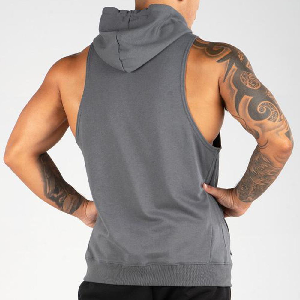 Wholesale Men Gym Wear Stringer Tank Top Sweatshirt Hoodie Men's Boys Plain Sleeveless Running Workout Men Slim fit Dry Hoodies