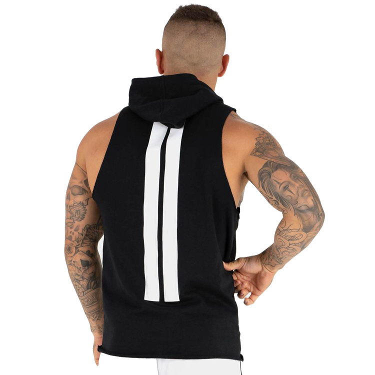 2024 Collection Men Fashion Kangaroo Pockets Hoodies Gym Fitness Wear Stringer Sweatshirt Mens Sleeveless Latest Design Hoodie