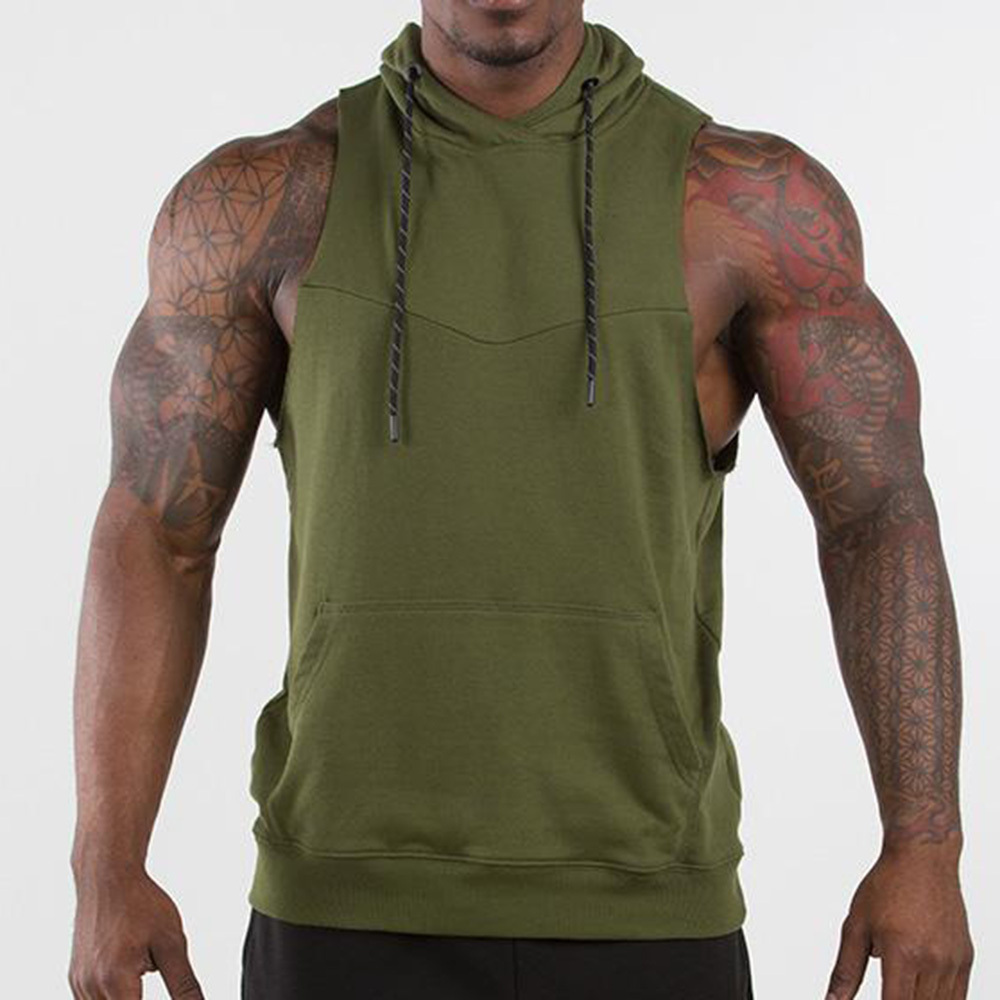 New Men's Fashion Boys Plain Zipper Fleece Sleeveless Hoodies OEM Custom Color Logo Latest Design Men Gym Wear Sweatshirt Hoodie