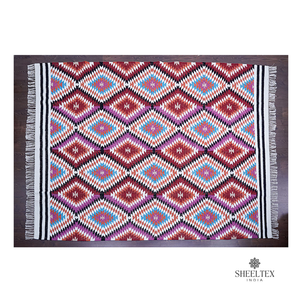 New Design Living Room Anti Slip Area Rugs Hand Woven Cotton Rugs Available in Custom Size and Color