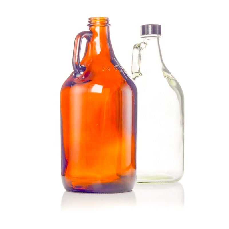 High Quality 1l 1 litre half gallon 64oz Amber Clear glass growler california wine bottle beer water bottles