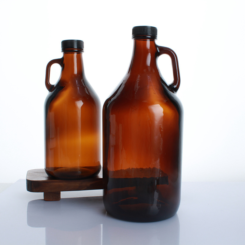 1000ml 32oz 64oz 1L 2L Amber Carboys Wine Bottle Half Gallon Jug Beer Glass Growler with Cap