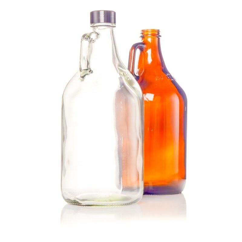 High Quality 1l 1 litre half gallon 64oz Amber Clear glass growler california wine bottle beer water bottles